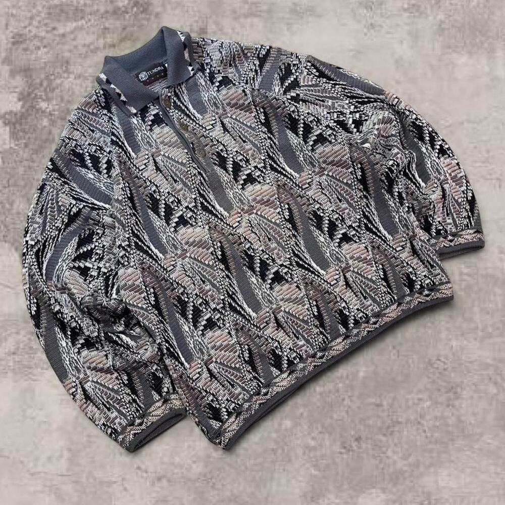 Coogi Original Blues Style Tundra 1990s Knit Sweater Vintage Medium Cotton Tan